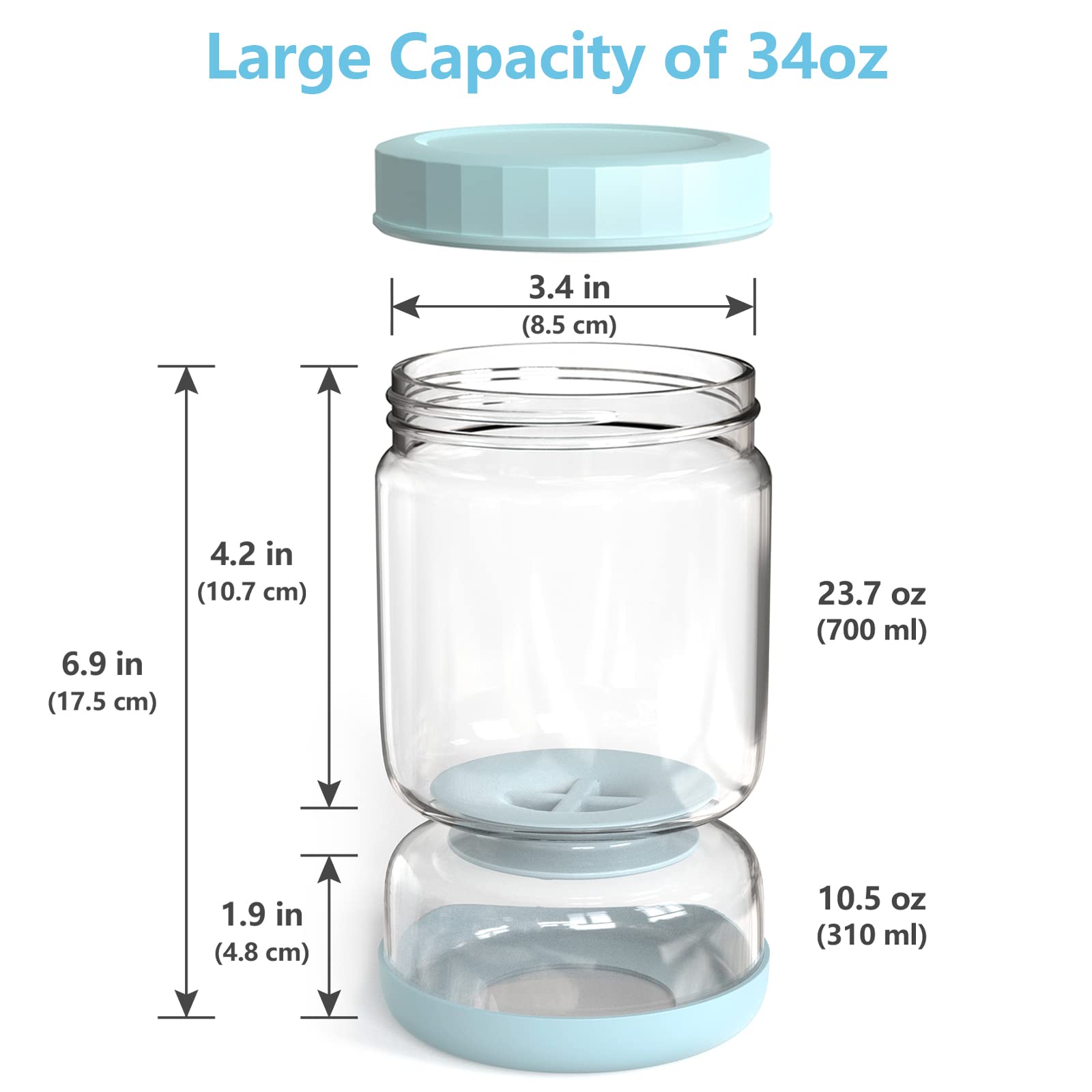 Luvan Pickle Jar With Strainer Flip, 34Oz Pickle Container, Glass Pickle Juice Separator Jar-Leakproof Airtight Lid, Hourglass P