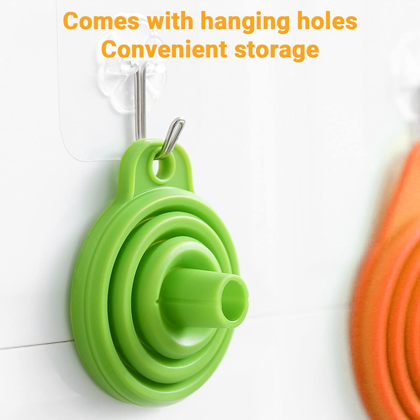 Kufung Kitchen Funnel Set 4 Pack - Food Grade Silicone Funnels For Kitchen Use, Filling Bottles - Small Funnel, Space-Saving Des