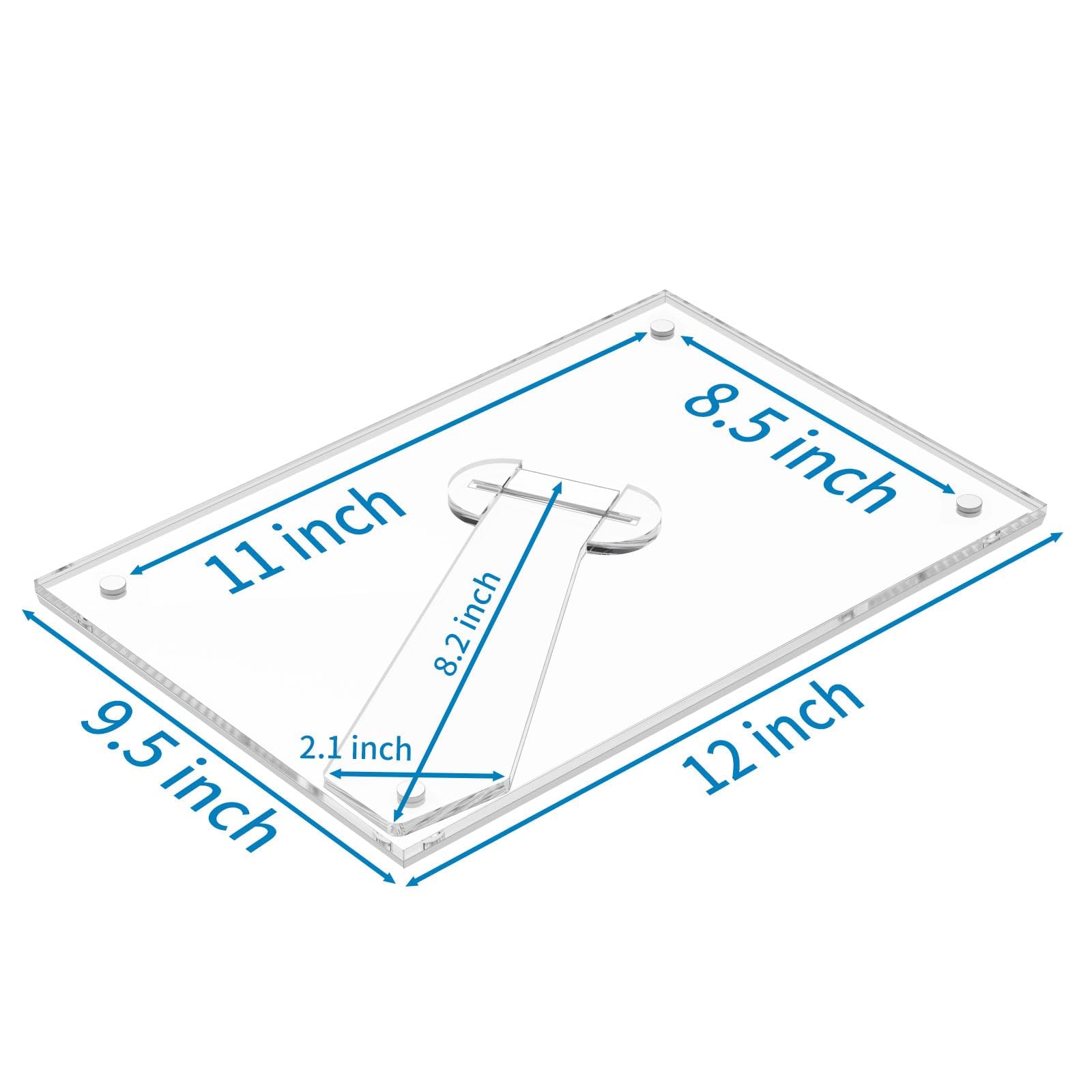 AITEE 8.5x11 Acrylic Picture Frames 3 Pack, Clear Picture Frames with Stand, Magnetic Frame Acrylic Lucite Frameless Transparent