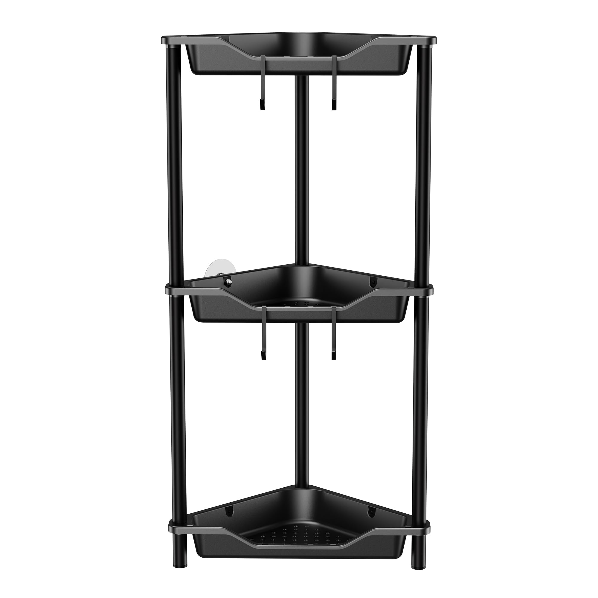 Orimade Rustproof 3 Tier Floor Standing Corner Shower Caddy Organizer, Plastic Metal Splicing Floor Corner Shelf Rack Stands for