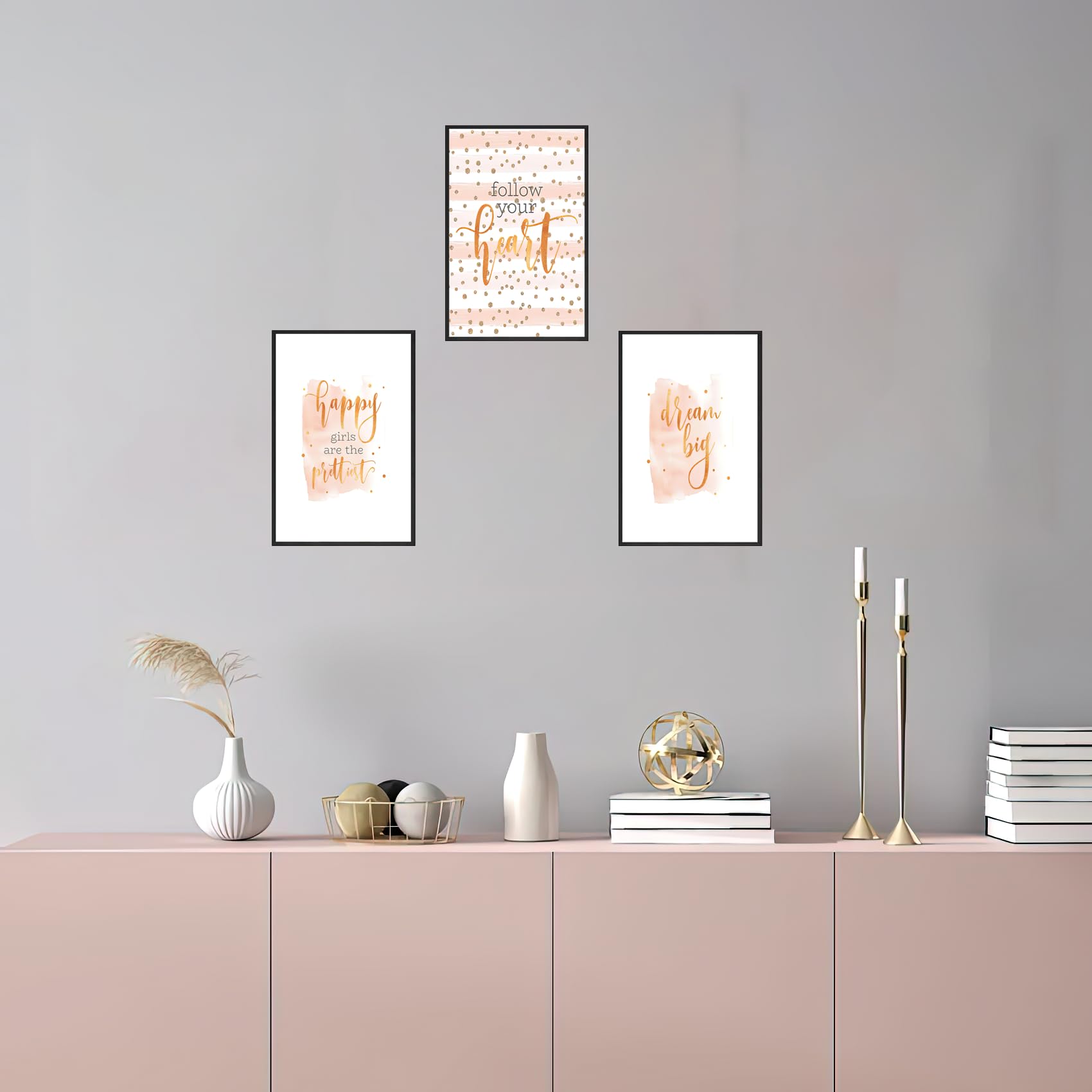 Set Of 3 Canvas Wall Art Pictures Poster Print Frames With Inspirational Positive Quotes For Teen Girls Room Decor Modern Nordic