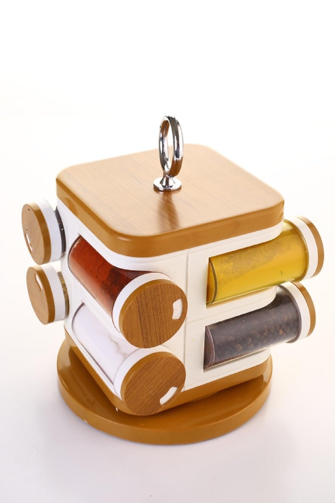 Makekartz.Com Revolving Plastic Storewell Spice Rack For Kitchen (8 Jars Set)