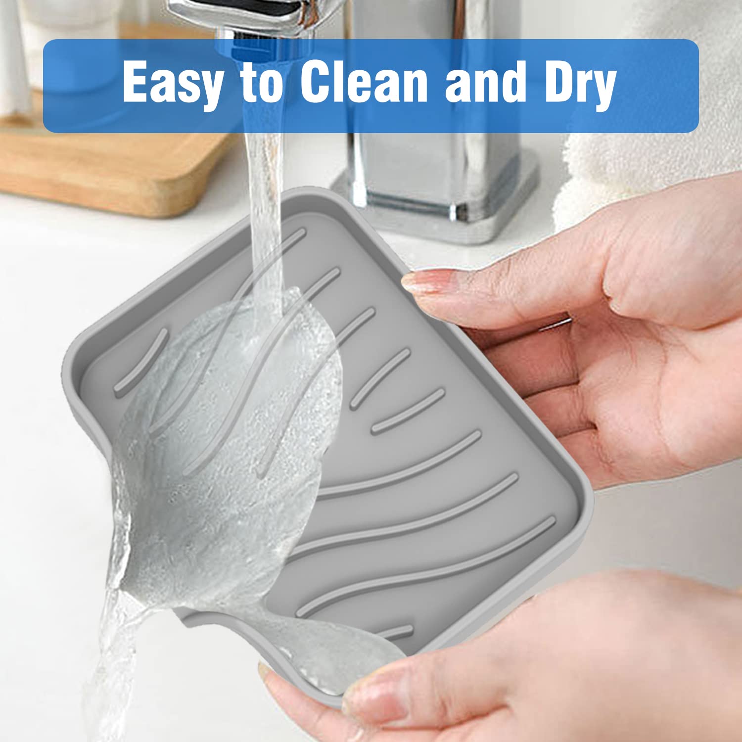 3-Pack Silicone Soap Dish  Bar Soap Holder  Soap Dishes for Bar Soap  Easy to Clean  Self Draining Soap Tray for Shower  Bathroom  Kitchen  Bathtub  Keep Soap Dry  Save Soap (Grey)