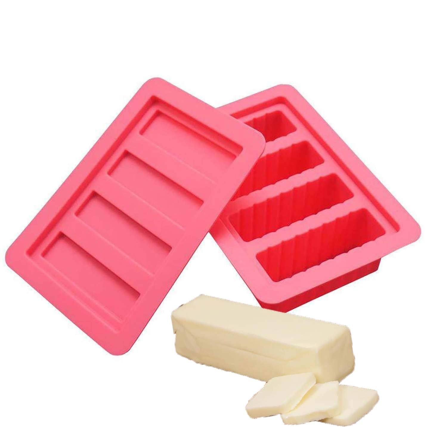 Pizety Large Silicone Butter Molds With 4 Cavities Silicone Butter Mold Maker, Pudding And Jello Mold, Cheesecake, Bar, Candy, C