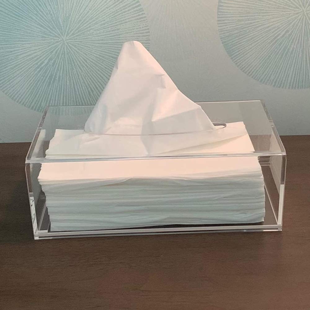 Hiimiei Acrylic Tissue Box Cover Clear Tissue Holder Napkin Dispenser For Home Office Restaurant