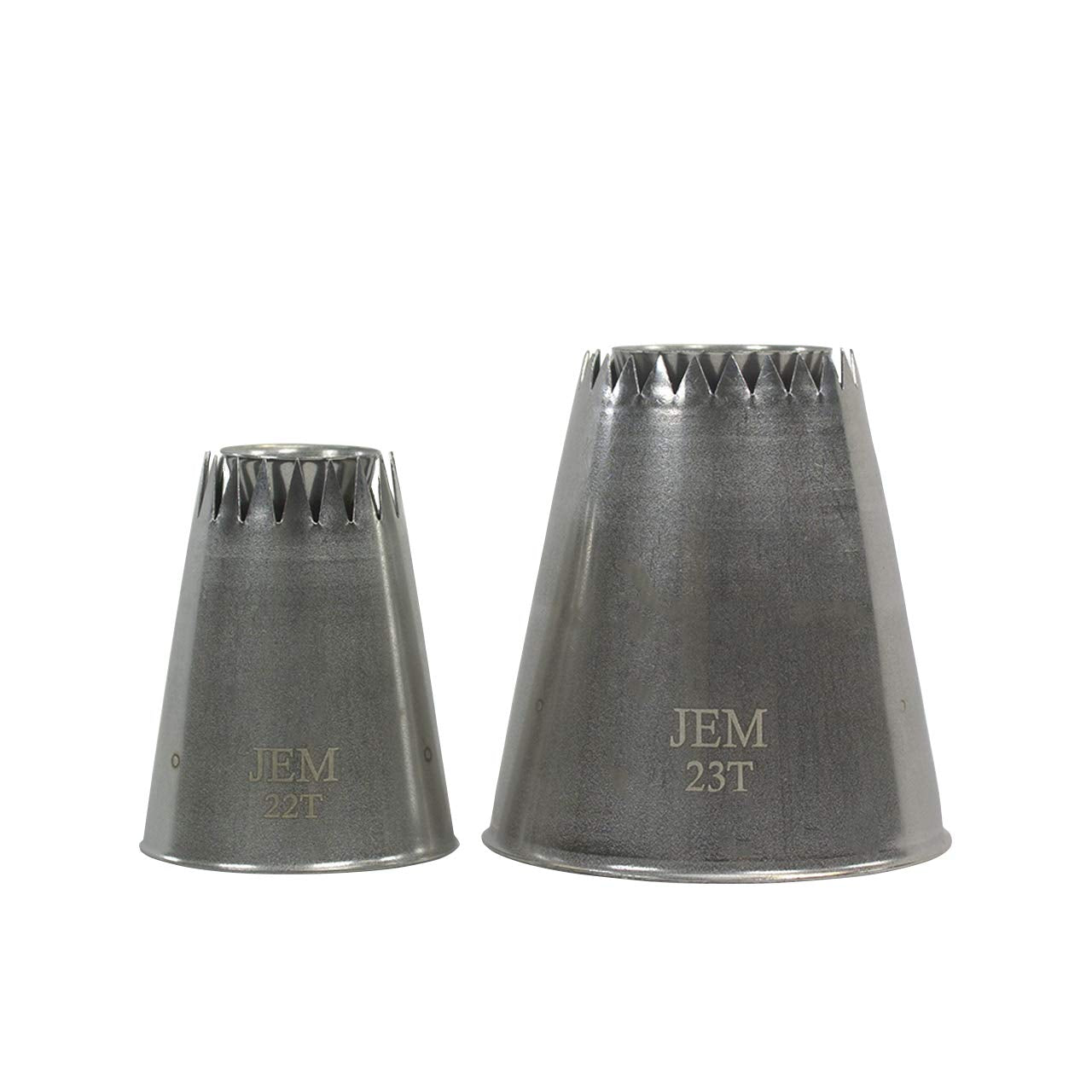 Jem Enterprises Jem Twist Nozzle Decorating Tip (Sultan Style Flat Cone) Set Of 2-22T & 23T, Standard, Silver