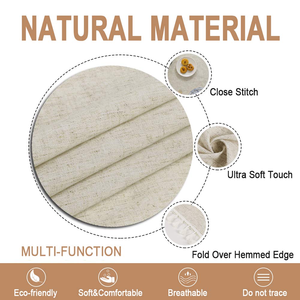 Colorbird Solid Color Tassel Tablecloth Cotton Linen Dust-Proof Shrink-Proof Table Cover For Kitchen Dining Farmhouse Tabletop D