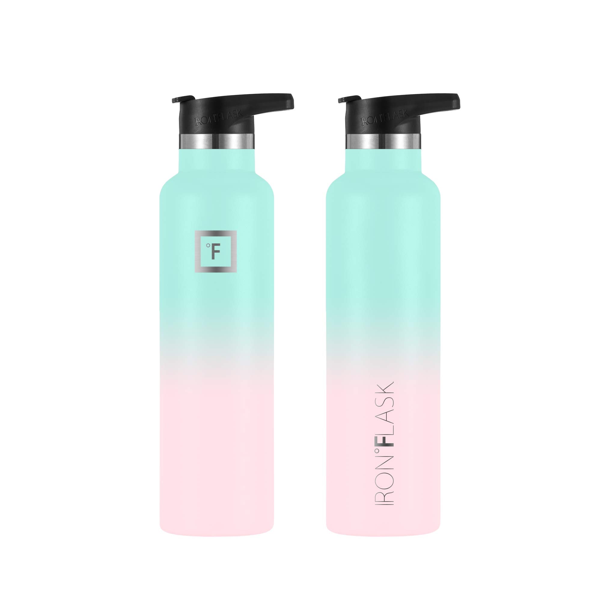 IRON °FLASK 24 Oz Sports Water Bottle - Leak Proof, Vacuum Insulated, Stainless Steel, Bubble Gum, Model: St_24BubbleGum