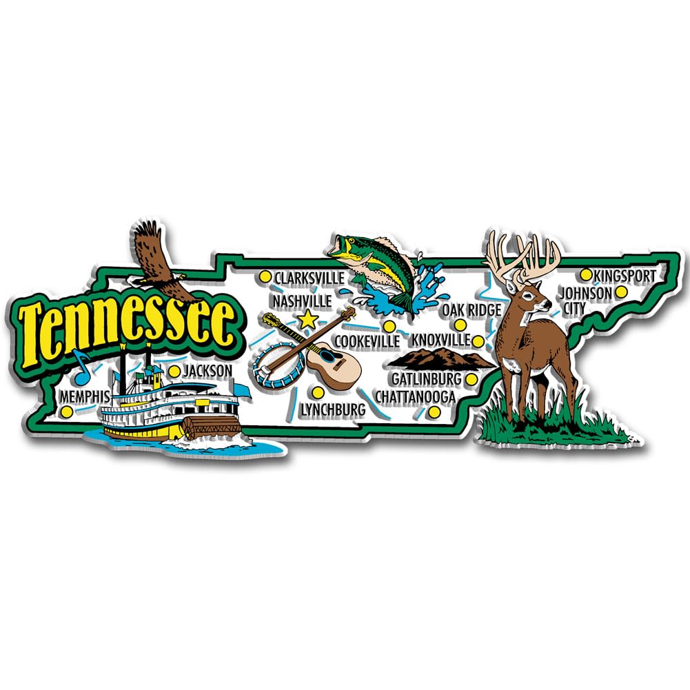 Tennessee Jumbo State Magnet by Classic Magnets, 5.5 x 2, Collectible Souvenirs Made in The USA
