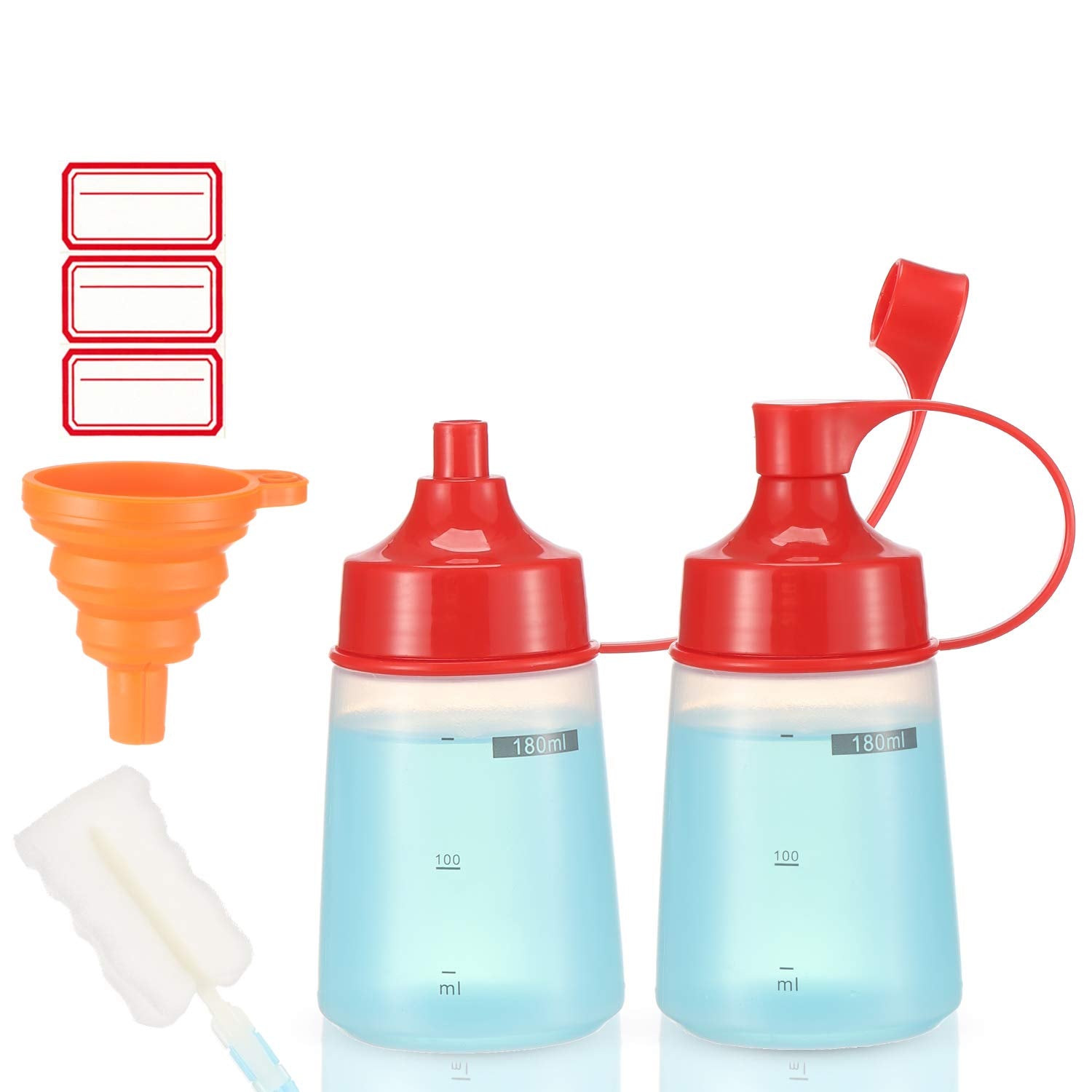 Condiment Squeeze Bottle Wide Mouth, Ondiomn 2 Pack 180Ml Clear Squeeze Bottles For Condiments, Paint, Ketchup, Mustard, Oil, Sa