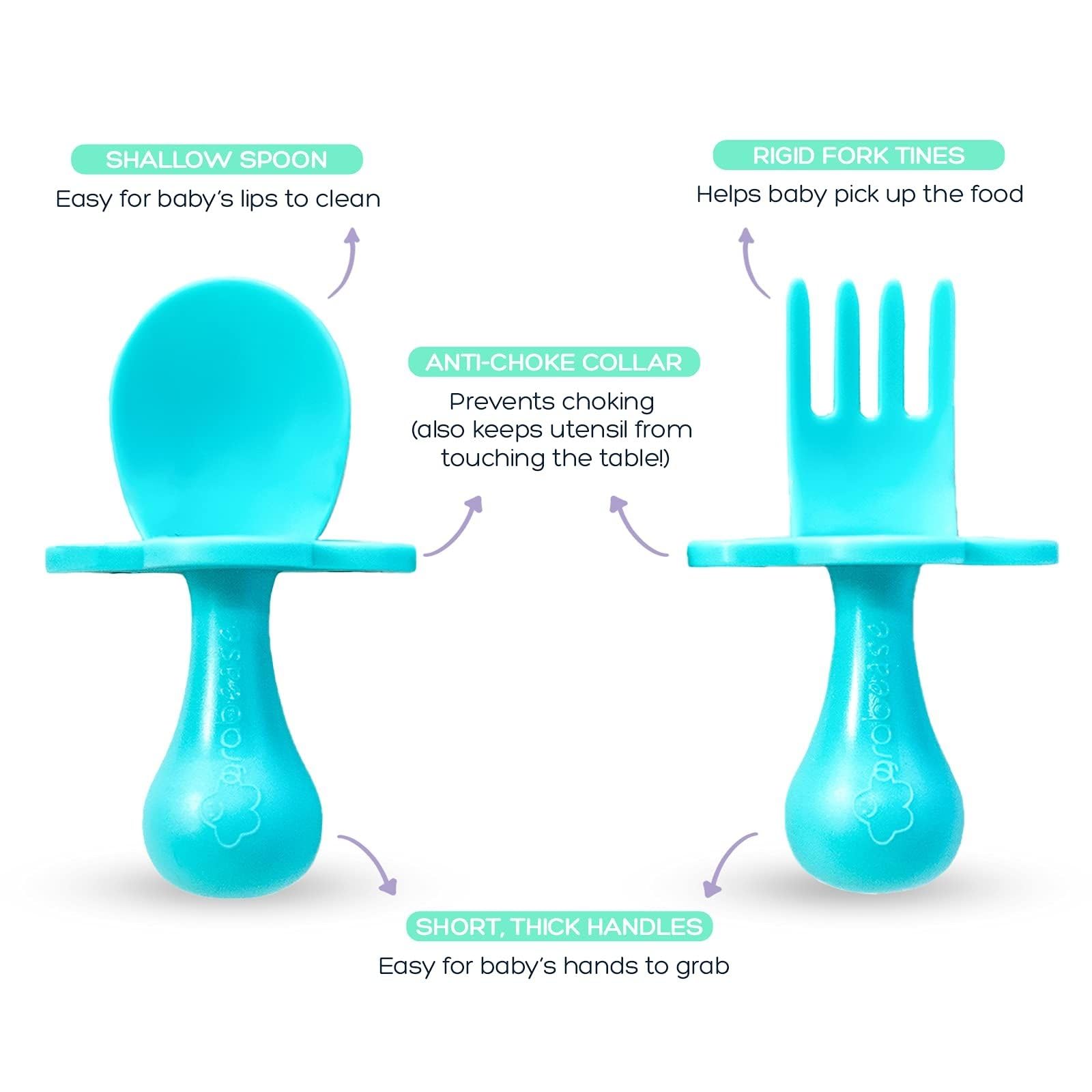 Grabease Baby & Toddler Utensils - Spoons & Forks - BPA-Free & Phthalate-Free, Cutlery Set for Baby & Toddler