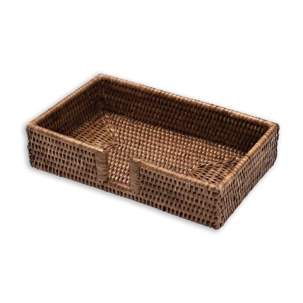 Caspari Rattan Guest Towel Napkin Holder In Dark Natural Brown, 1 Each
