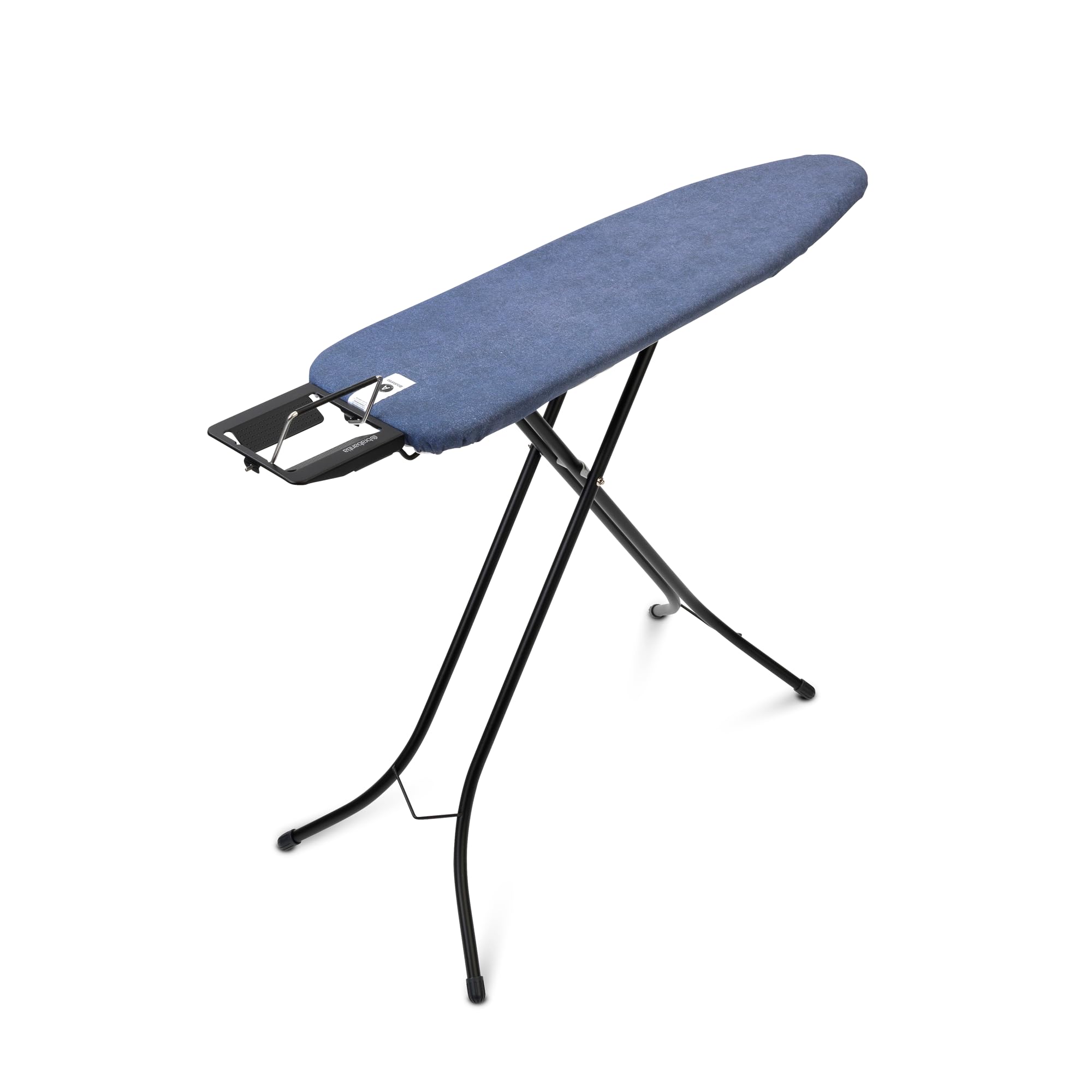 Brabantia Size A Compact Small Ironing Board (43X12 In) 7 Height Options, Adjustable Steam Iron Rest Holder (Denim Blue) Non-Sli
