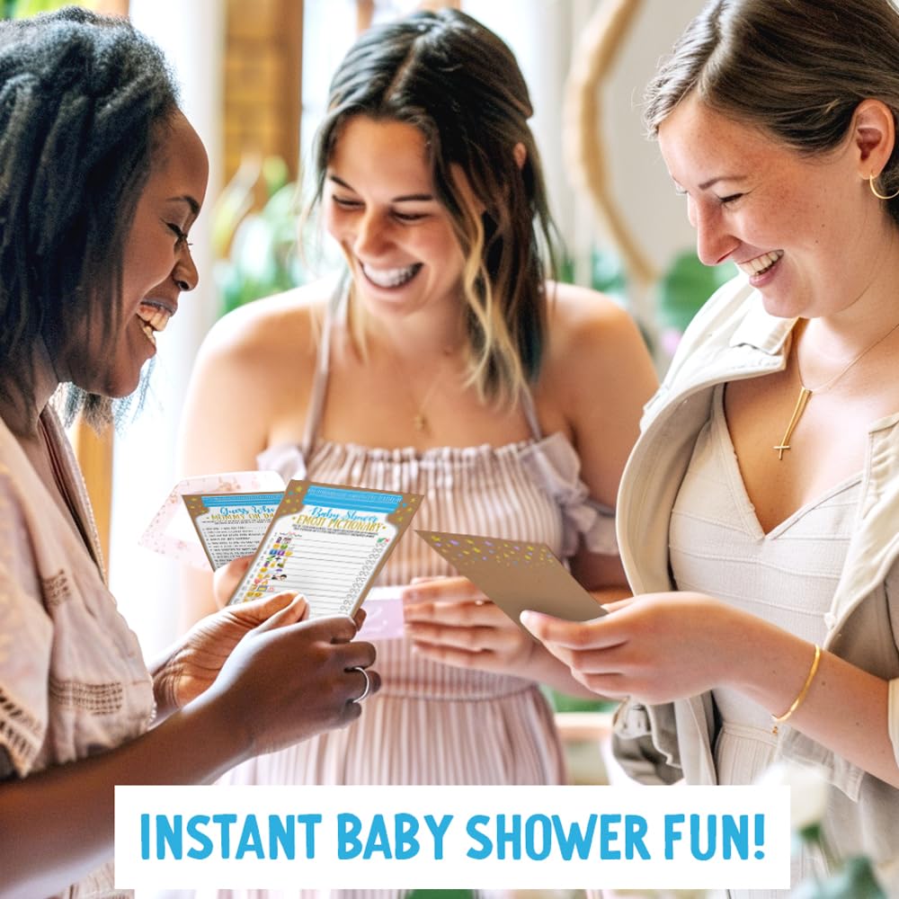 Neatz Baby Shower Games Boy - Huge Set, 7 Games (40 Of Each, 240 Cards) - Blue Mason Jar Design To Match Your Baby Shower Decora