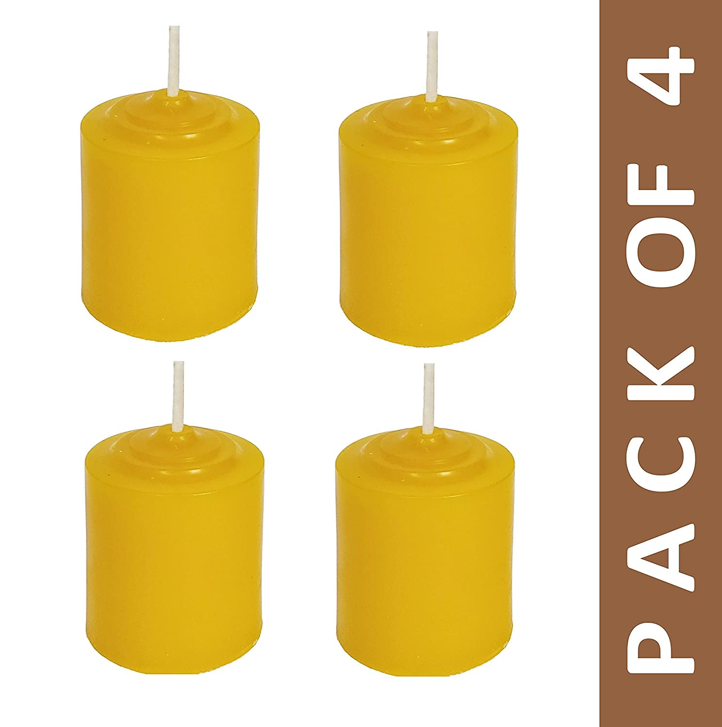 Pure Indian Candle Handpourd Sandalwood Amber Scented Yellow Wax Votive Candle PIC2019VC008 (Pack of 4 Pcs.) Burn Time 10 Hrs.