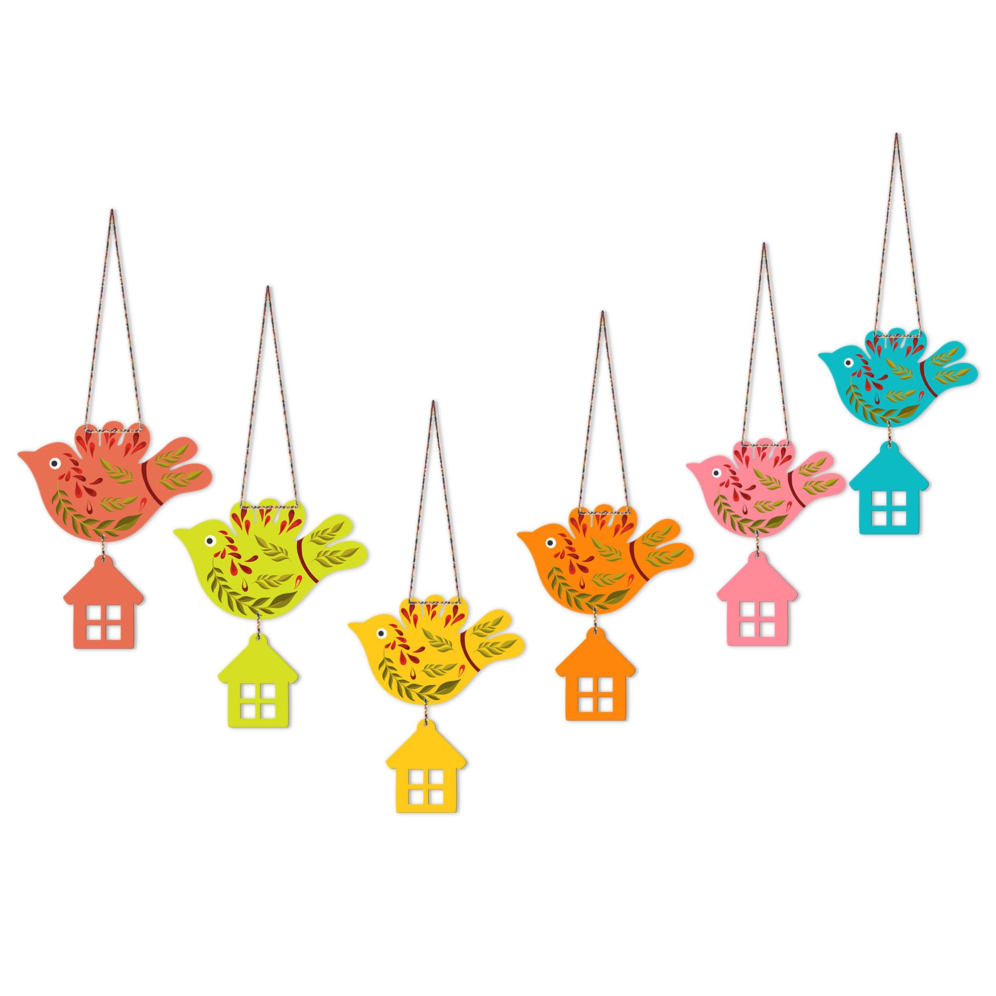Artvibes Multicolored Flying Birds Decorative Wall Hanging Ornaments | Graphic Artwork | Door Decoration Items | Paintings For W