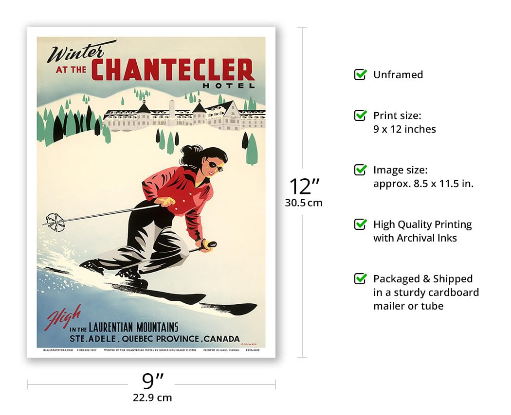 Chantecler Hotel - Laurentian Mountains - Sainte-Adle Quebec Canada - Vintage Travel Poster By Roger Couillard C.1950S - Master