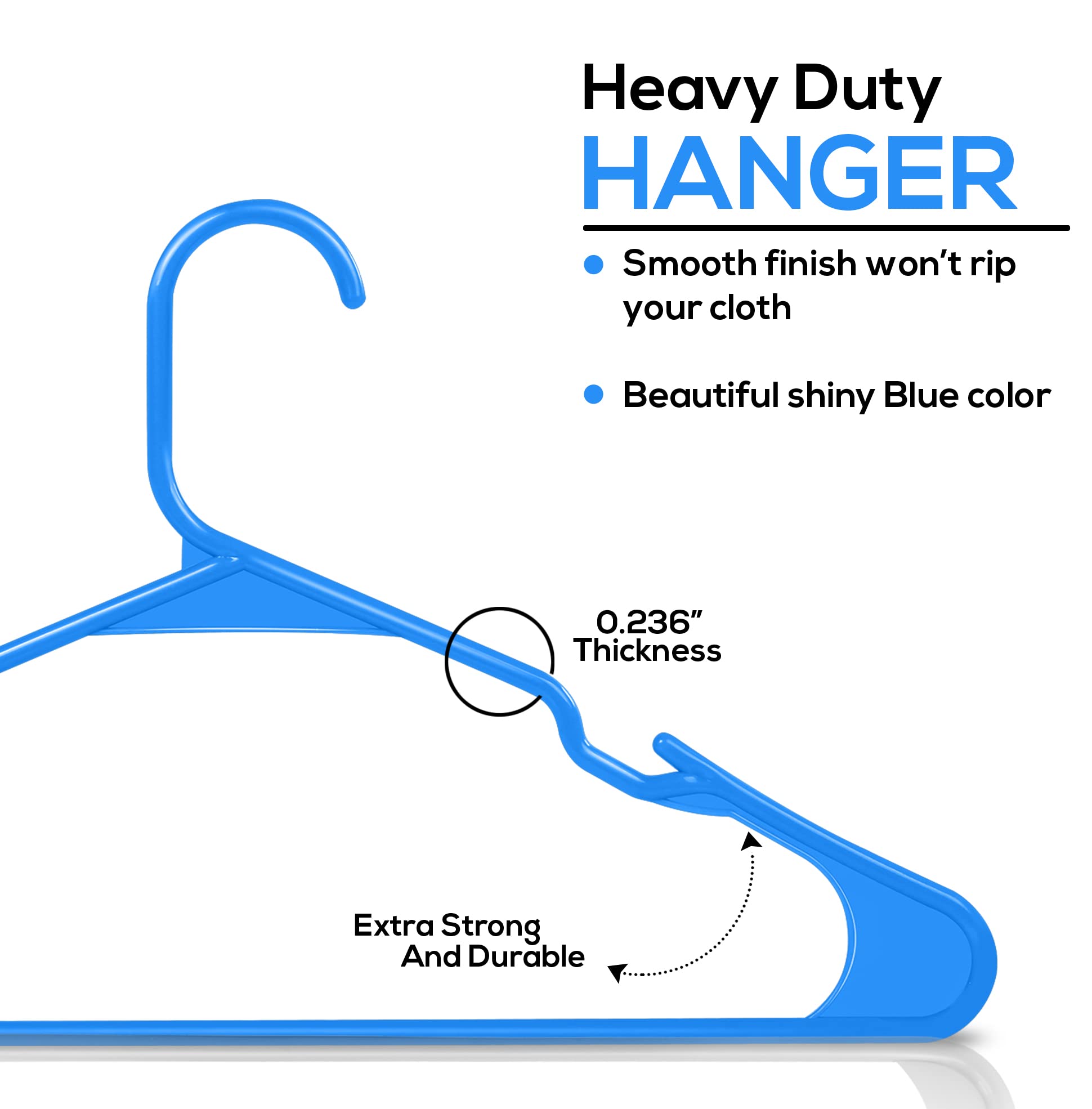 Utopia Home Clothes Hangers 50 Pack - Plastic Hangers Space Saving - Durable Coat Hanger With Shoulder Grooves (Blue)