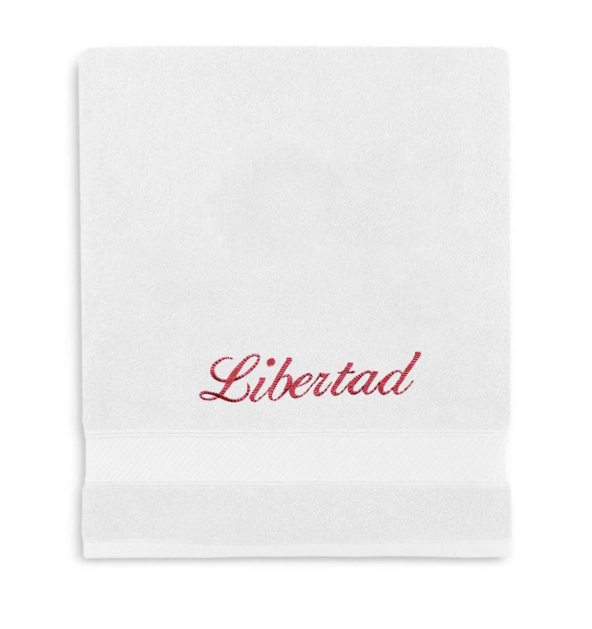 Liberty21 Monogrammed Personalized Bath Towel. Custom Embroidered Towel. (White)
