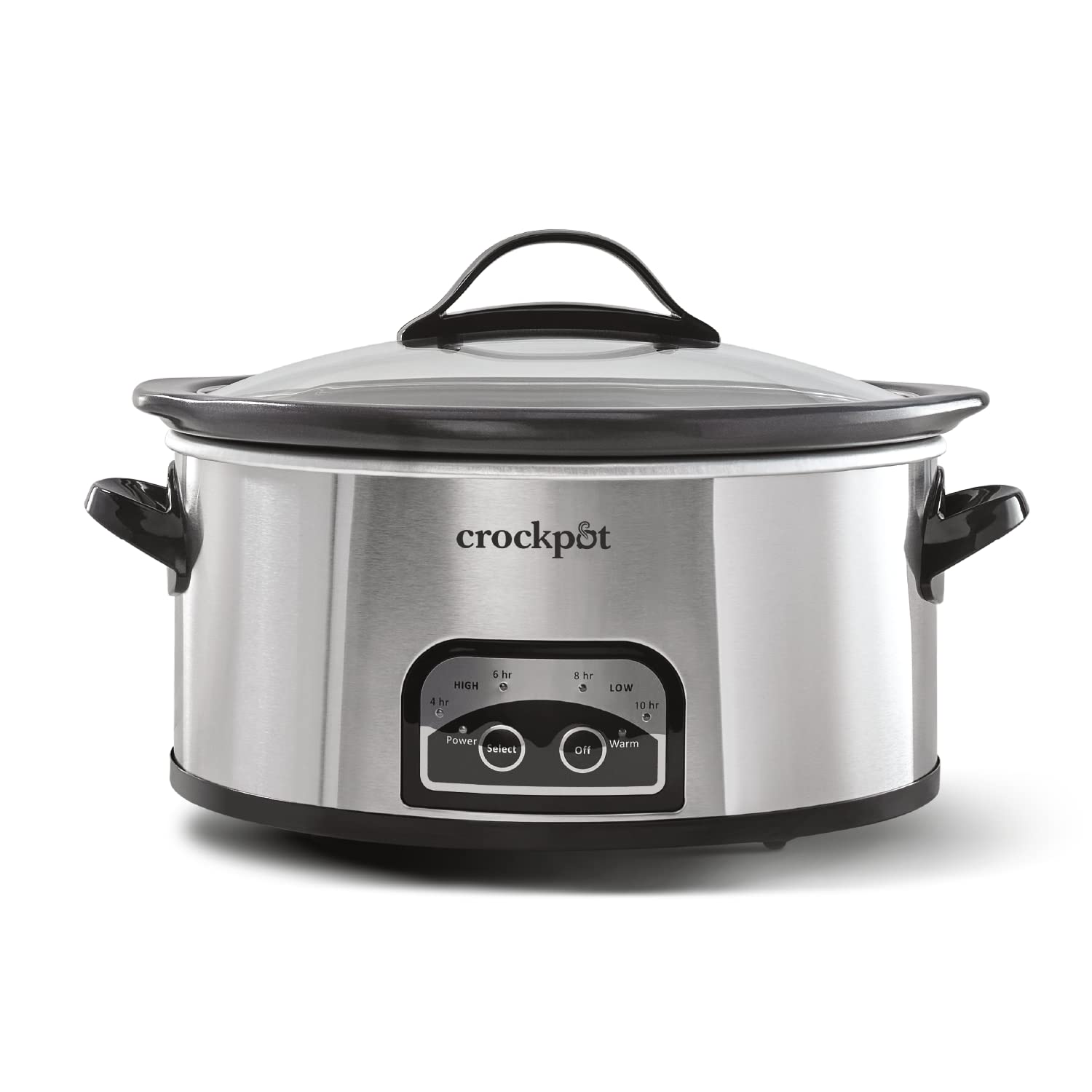 CrockPot 6 Quart Programmable Slow Cooker with Timer and Auto Food Warmer Setting, Stainless Steel
