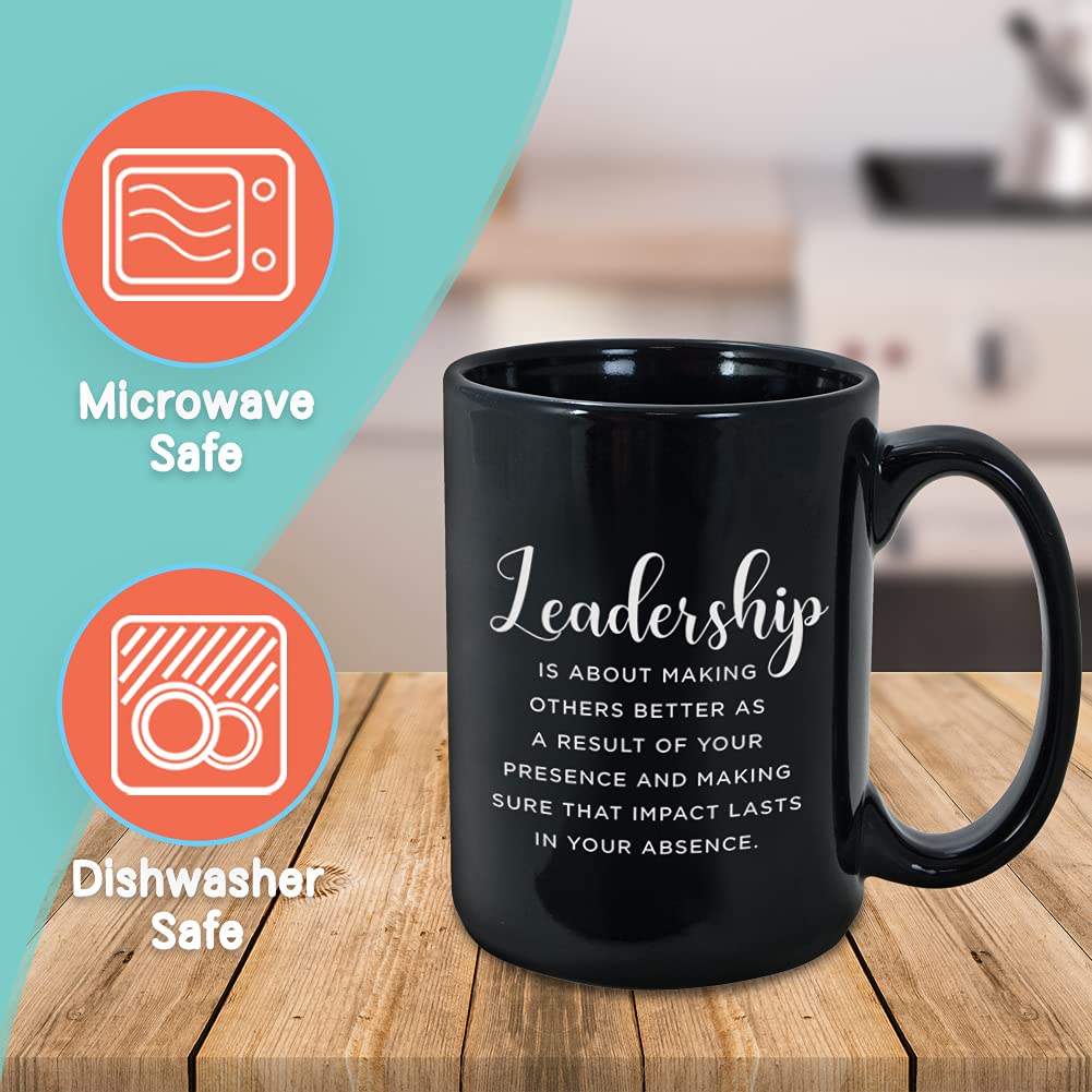 Inspirational Coffee Mug 15 Oz, Leadership Is About Making Others Better Quote
