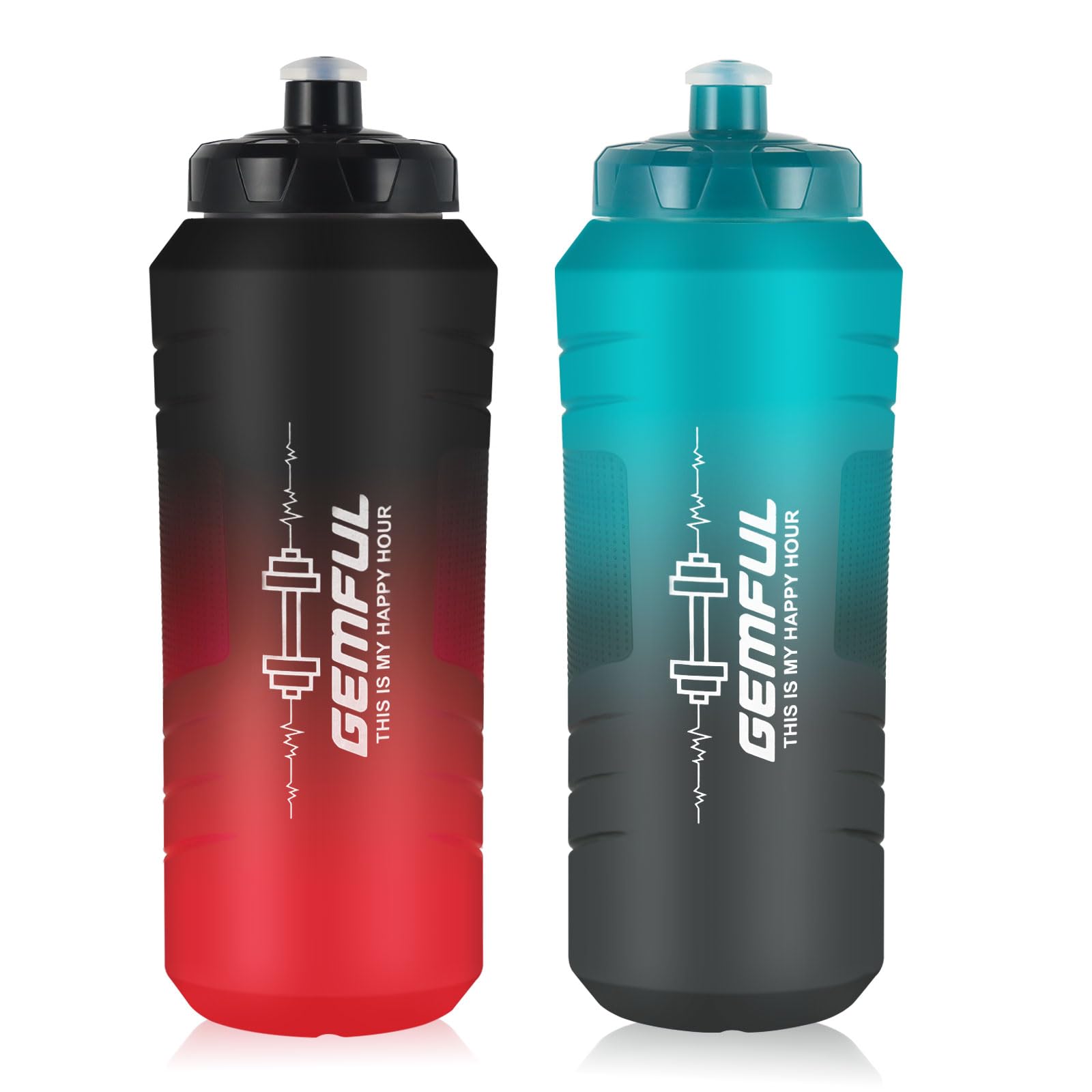 GEMFUL 32oz Hockey Squeeze Water Bottle BPAFree for Lacrosse