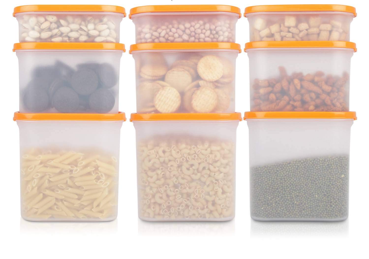 Cutting Edge Modular Kitchen Storage Container With AntiMicrobial Lid Oval Set For Flour, Cereals, Snacks, Stackable, Bpa Free,