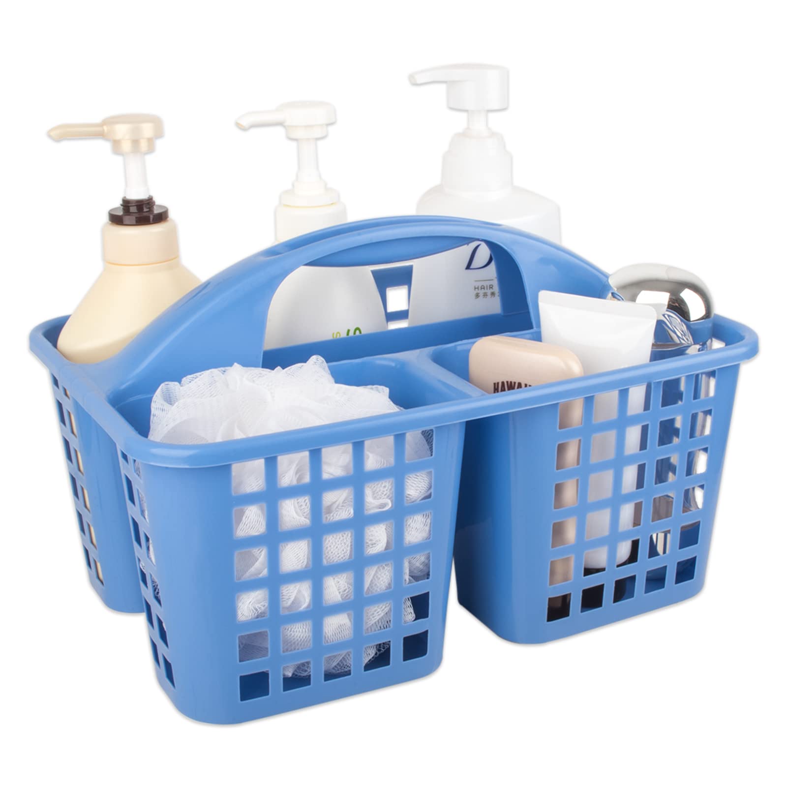 Portable Shower Caddy Basket with Compartments Cleaning Supplies Organizer with Handle Plastic Storage Divided Basket Tool Bin for Bathroom  Bedroom  Kitchen  College Dorm  Garden  Under Sink  Blue