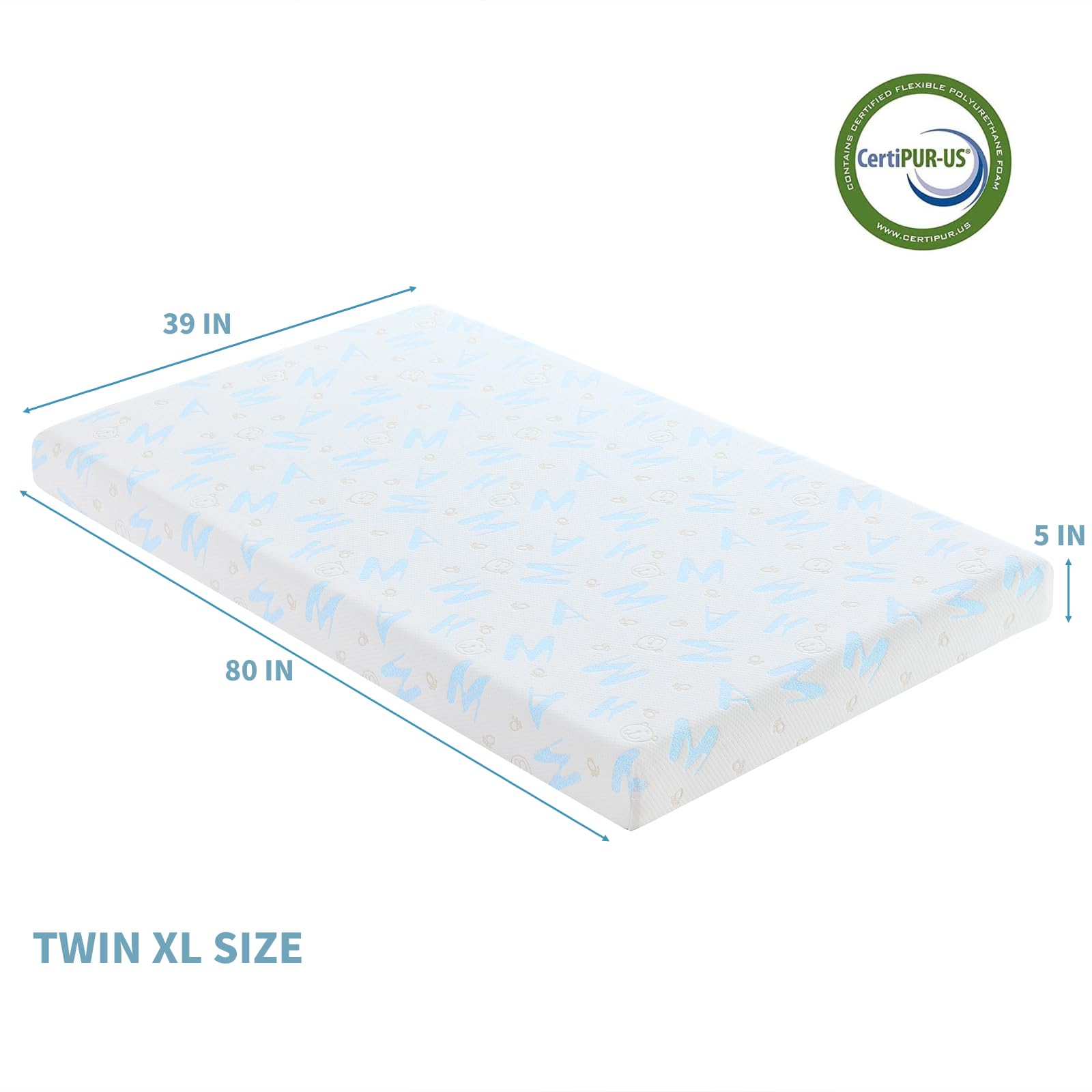 Ouui 5 Inch Twin Xl Mattress, Removable Washable Cover Cooling Memory Foam Medium Feel, Bed-In-A-Box, Certipur-Us Certified