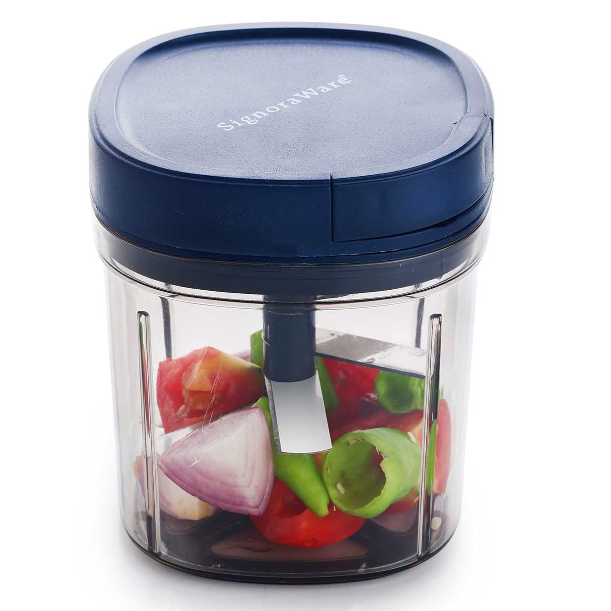 Signoraware Food Master BPA Free Square Quick Chopper with 6 Stainless Steel Blades | Easy to Use & Clean | Ideal for fast chopi