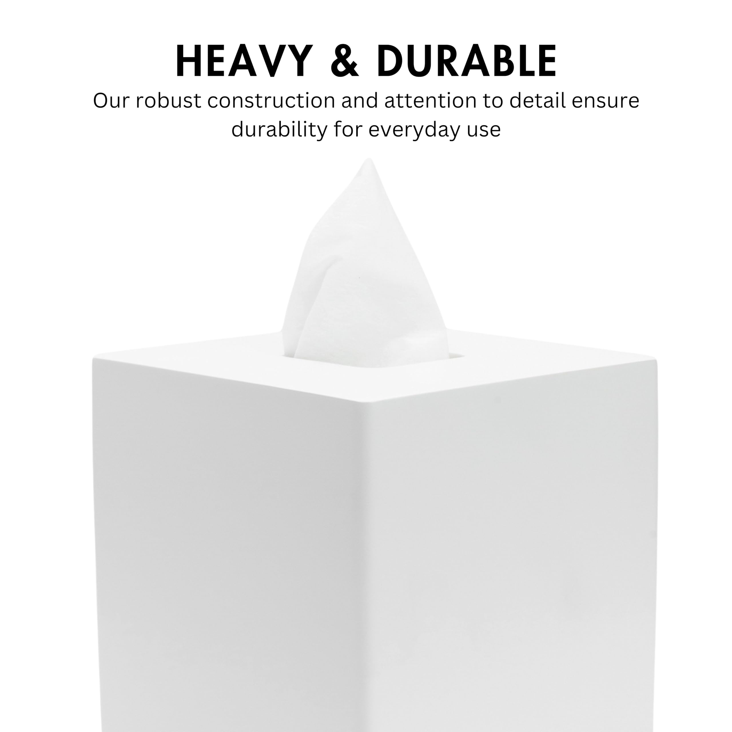 Yew Design Matte White Square Tissue Box Cover, Decorative Tissue Box Dispenser For Bathroom, Parlors, Office, Bedroom Dresser,