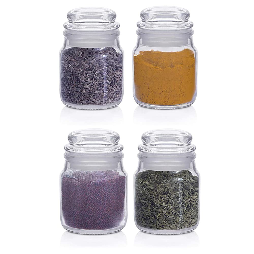 CLOUDMART 100Ml Spice Storage Glass Jar, Kitchen Storage Jars, Honey Jar And Container, Spice Masala Jar- Airtight Lid With Rubb