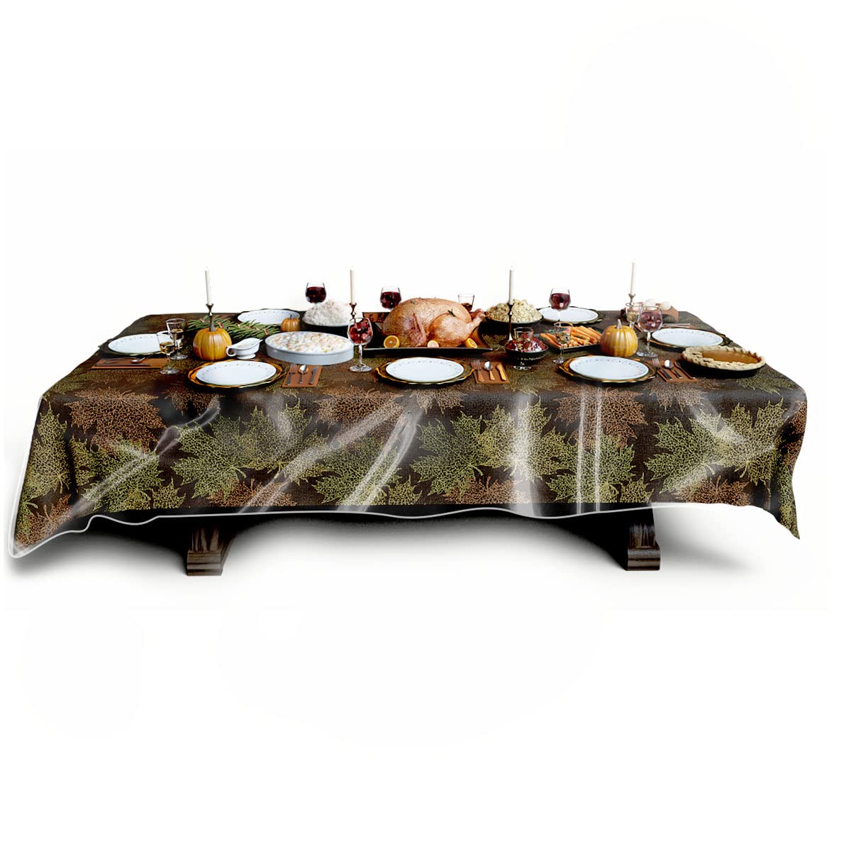 Laminet Heavy-Duty Deluxe Crystal Clear Vinyl Tablecloth Protector 70'' X 144'' - Oblong