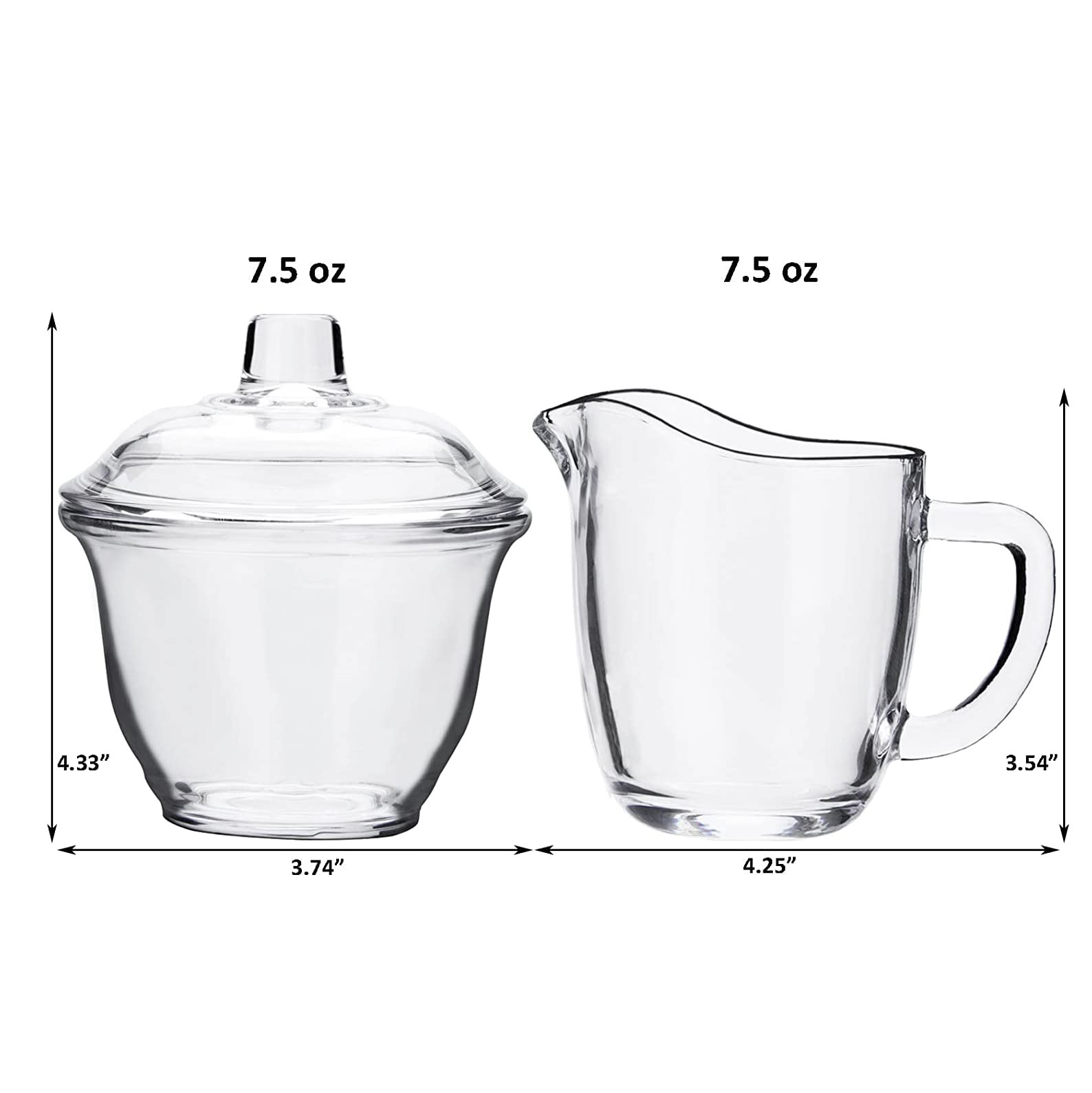 Nicunom Glass Sugar And Creamer Set For Coffee And Tea, Clear Cream Pitcher And Sugar Bowl With Lid, Cream Jug Sugar Jar, Coffee