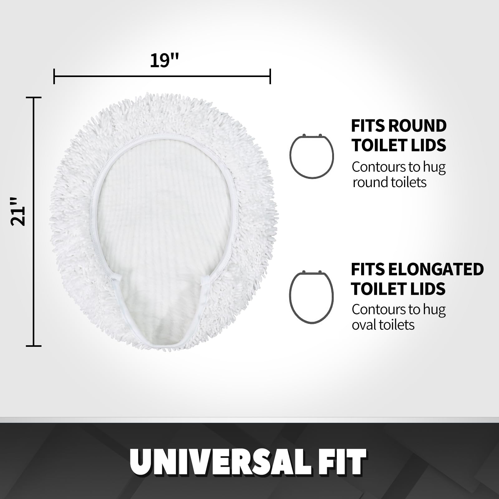 Treetone Shaggy Chenille Bathroom Toilet Lid Cover, Ultra Soft Plush Seat Covers, Fluffy Absorbent, 19X21 Inches, Standard Toile