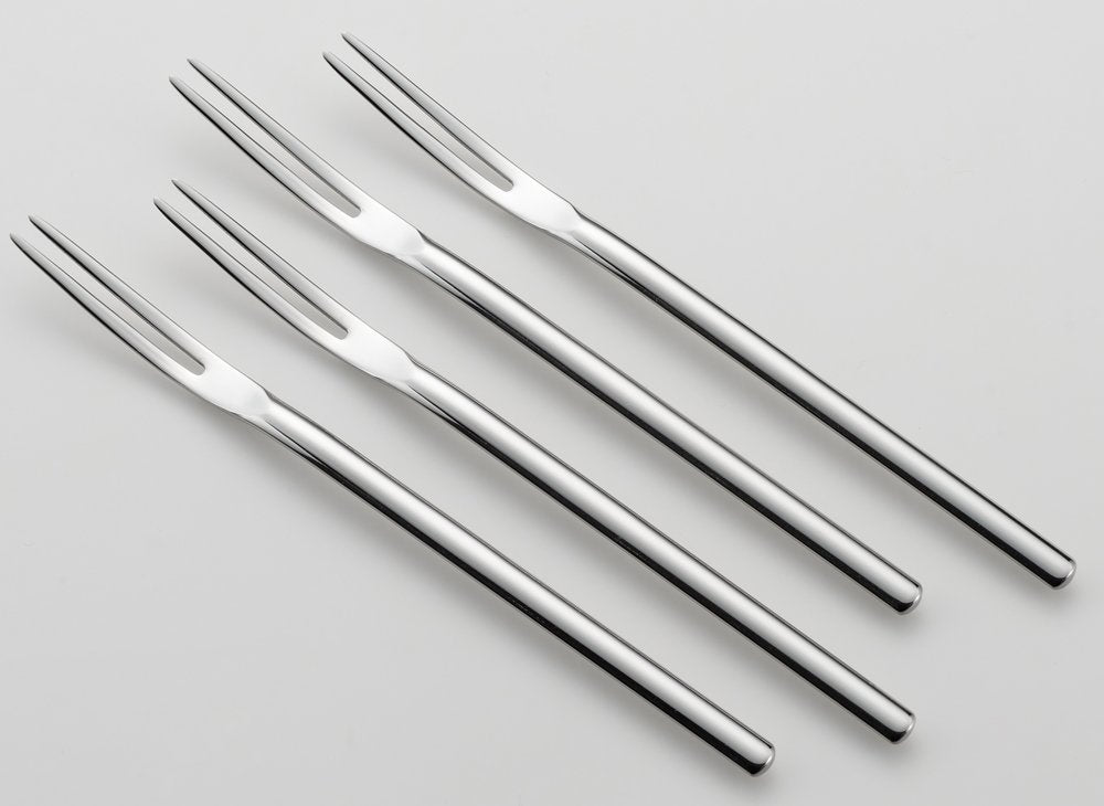 Yoshikawa 3072021 Forks, 5.5 Inches (14 Cm), Oval Cut, Sweets Forks, Set Of 4, Silver