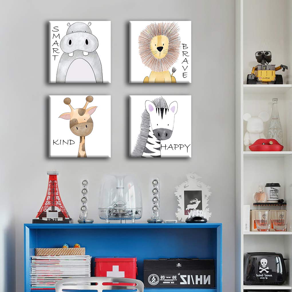 Oreichar Art Kids Wall Art Motivational Quote Painting Picture Safari Animals Canvas Print For Toddler Children'S Room Bedroom N