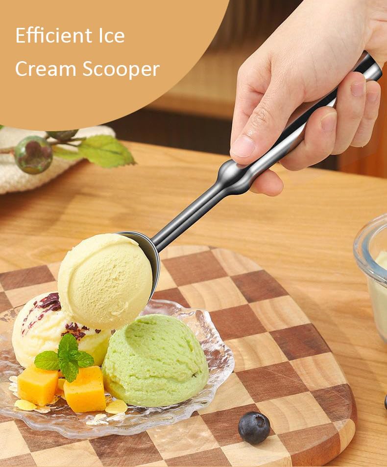 Multipurpose Pro Heavy Duty Stainless Steel Ice Cream Scoop With Comfortable Handle And Ergonomic Non-Slip Grip (Silver Style I)