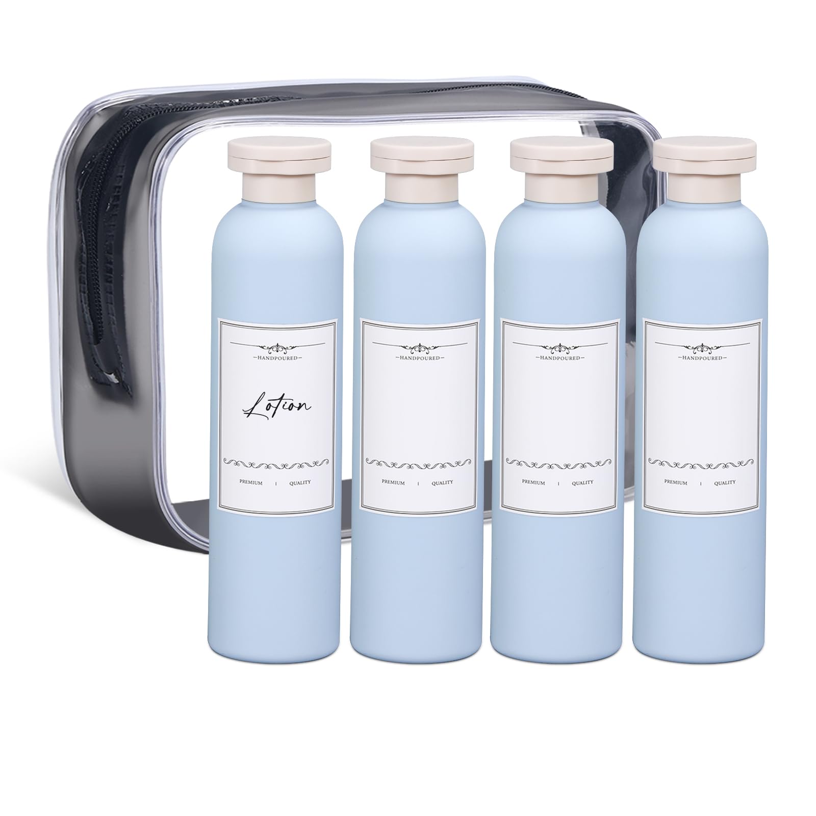 Asevat 8.8 Oz Plastic Travel Refillable Shampoo Bottles, Plastic Empty Plastic Squeeze Bottles With Flip Cap, Travel Containers