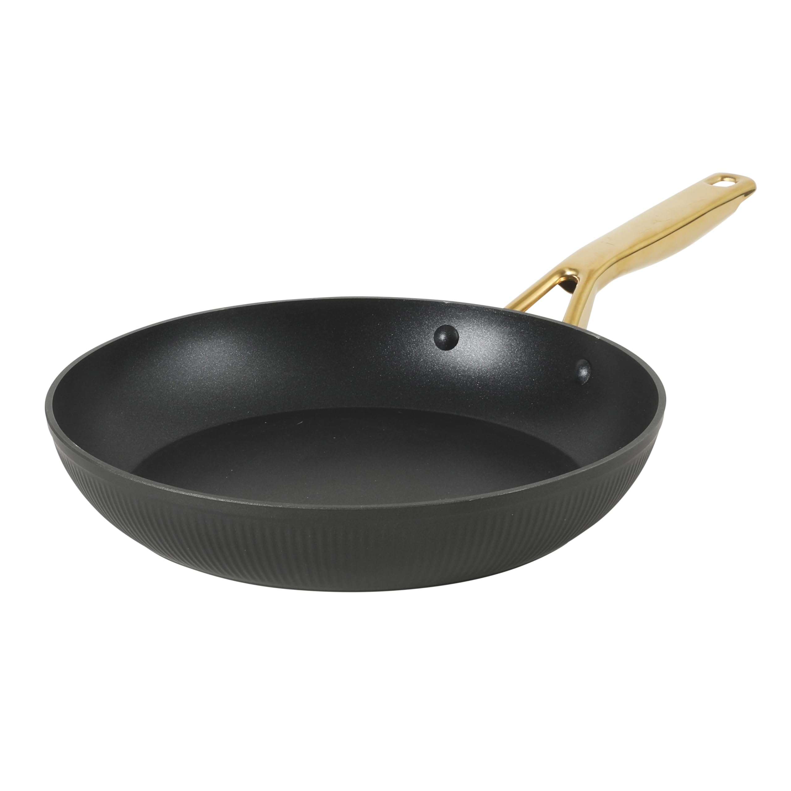 Oster Platinum Abbotsford 11-Inch Nonstick Skillet Fry Pan - Matte Black Stripe Cookware With Gold Handle, Dishwasher Safe, Mode