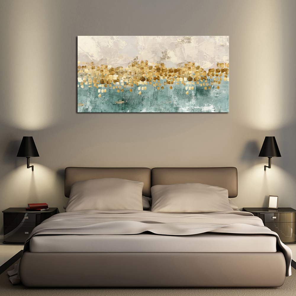 Dzl Art A74662 Brown And Blue Abstract Painting Modern Decor Wall Art Tan Color Canvas Gray Painting Contemporary Decor Abstract