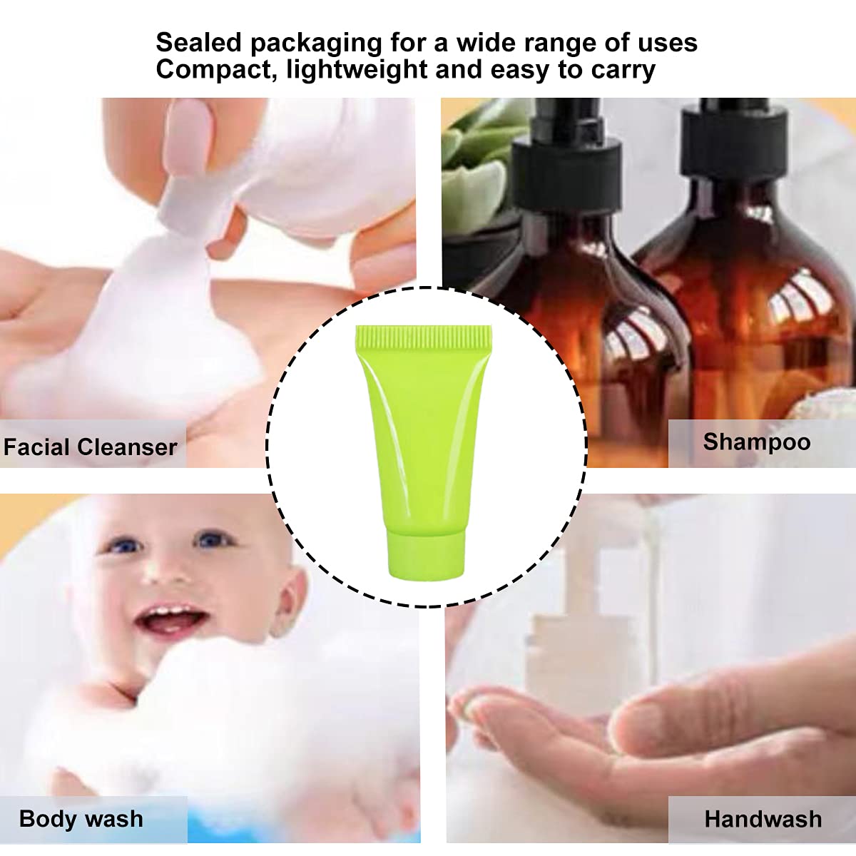 Ewanda Store 5Ml Sample Packing Bottles Jars,50 Pcs Empty Refillable Plastic Tubes Cosmetic Mini Makeup Containers For Body Loti