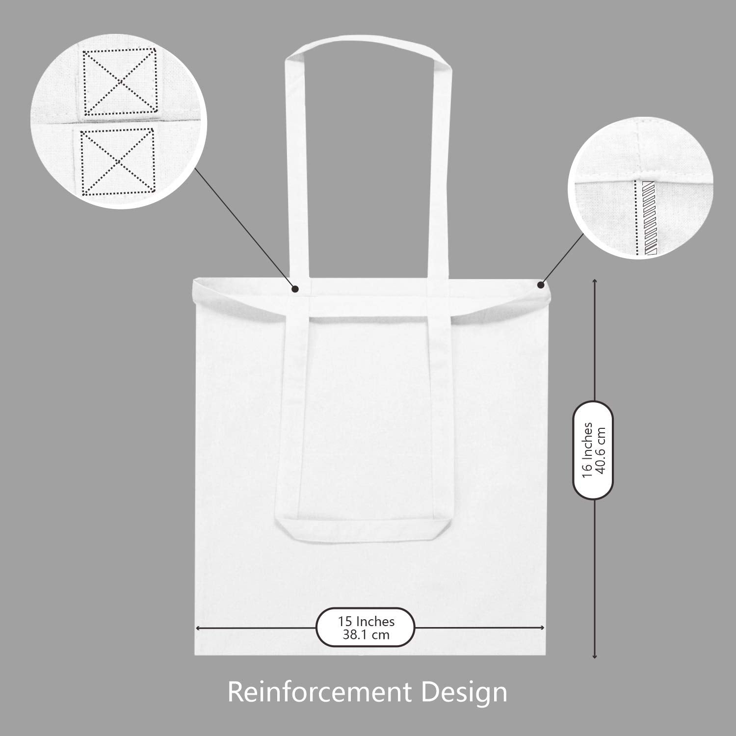 Topdesign 5-Pack Economical 16''X15'' White Cotton Tote Bag, Lightweight Medium Reusable Grocery Shopping Cloth Bags, Suitable F