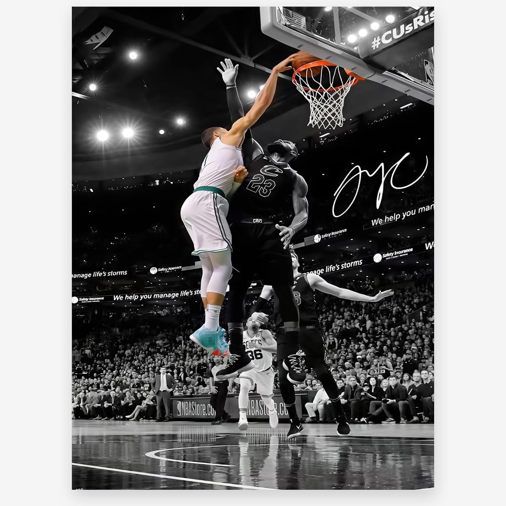 Menkarwhy Jayson Tatum Signed Poster For Kids Room Bedroom Wall Decor-Basketball Superstar Posters Canvas Art Print Picture For 