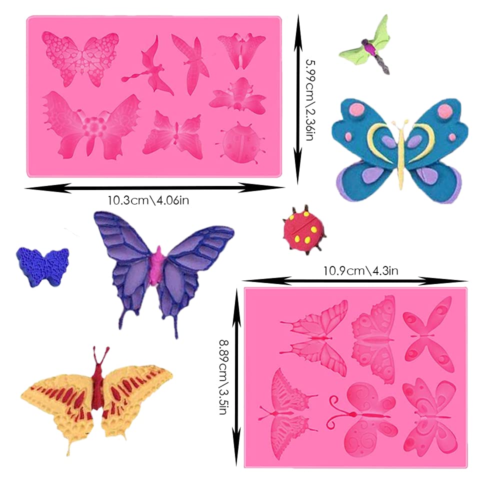 6 Pcs Butterfly Silicone Molds, Bosoirsou Non-Stick Baking Mould Fondant Mold For Cupcake Cake Decoration Gummy Chocolate Candy