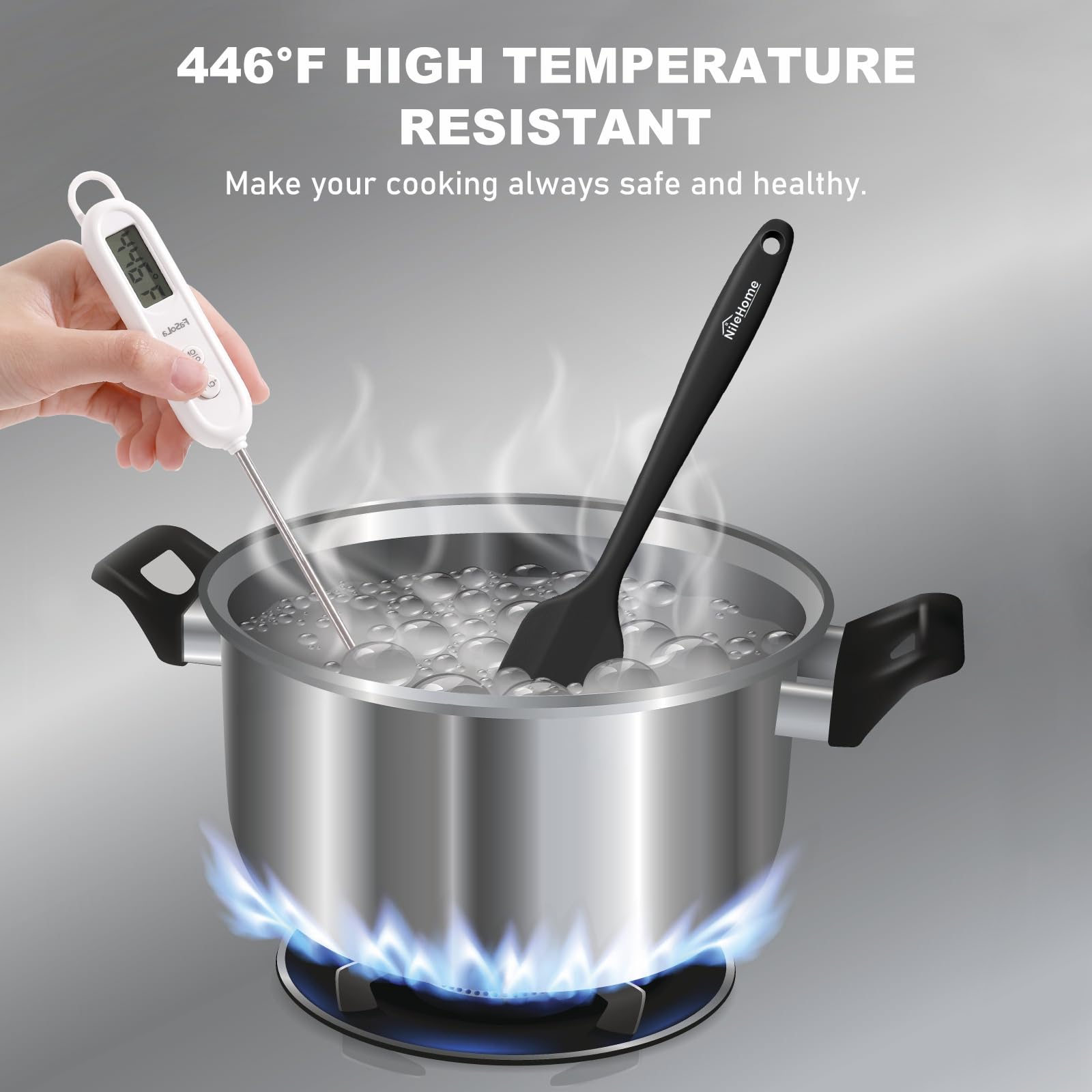 Nilehome Silicone Spatula Set, Rubber Spatula High Heat-Resistant Premium Bpa-Free One Piece Seamless Design Cooking Spatulas Ut