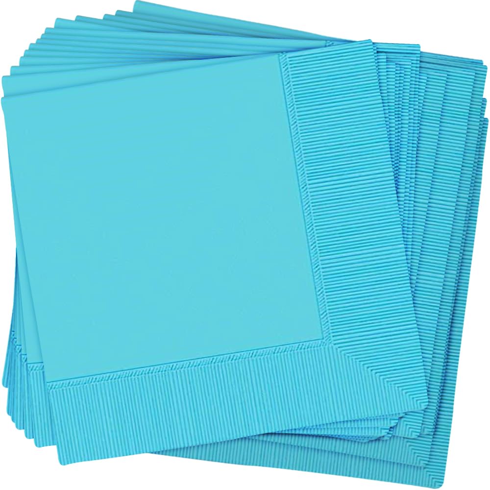 Carribean Blue 2-Ply Lunch Paper Napkins - 6.5'' X 6.5'' (Pack Of 40) - Luxurious & Absorbent, Perfect For Parties & Events
