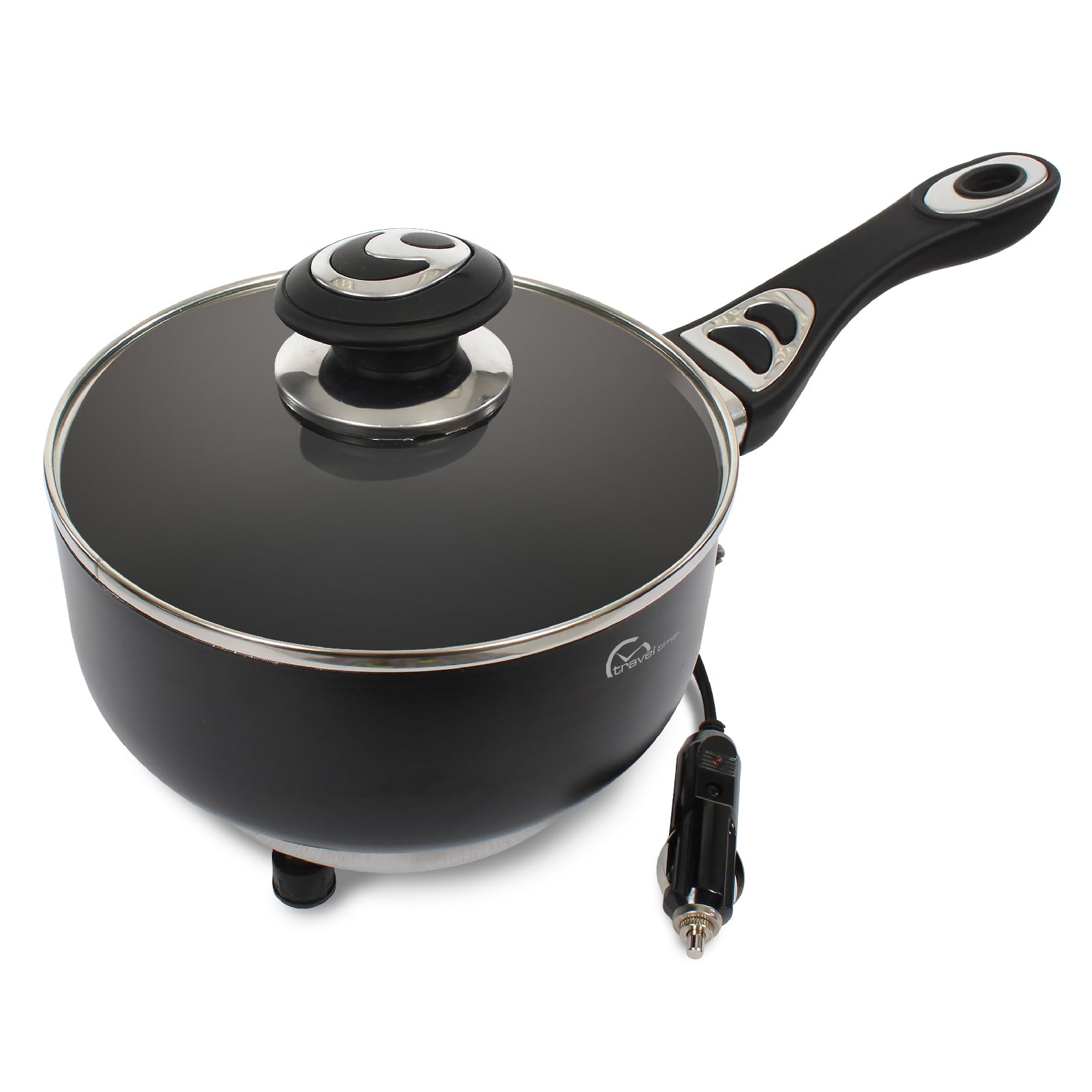 Travel Time 12V Cooking Pot with Cover  Universal for Most Vehicles, NonStick Surface, StayCool Handle, OntheGo Cooking, Sm