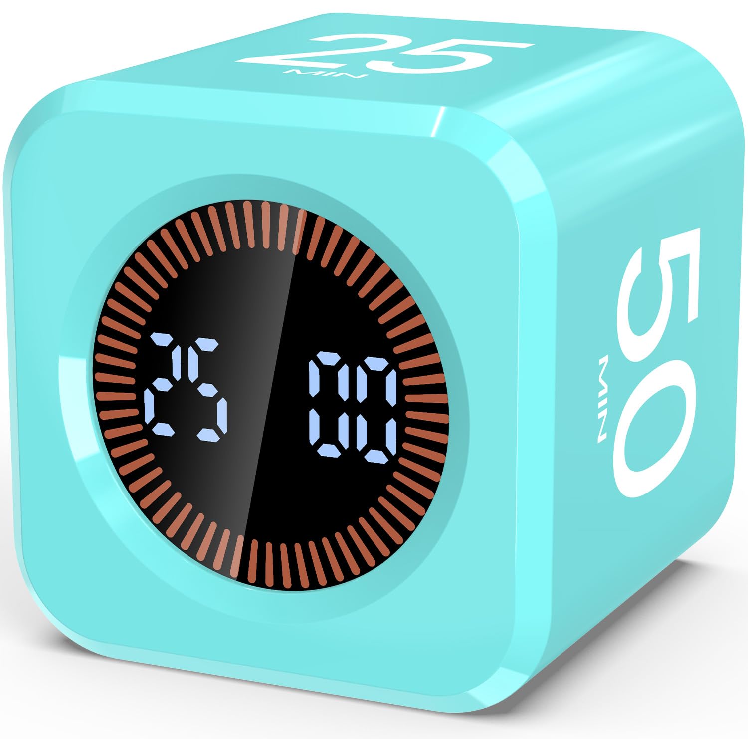 Digital Pomodoro Timer Cube 5/10/25/50min Preset, Silent & Sound Alarm