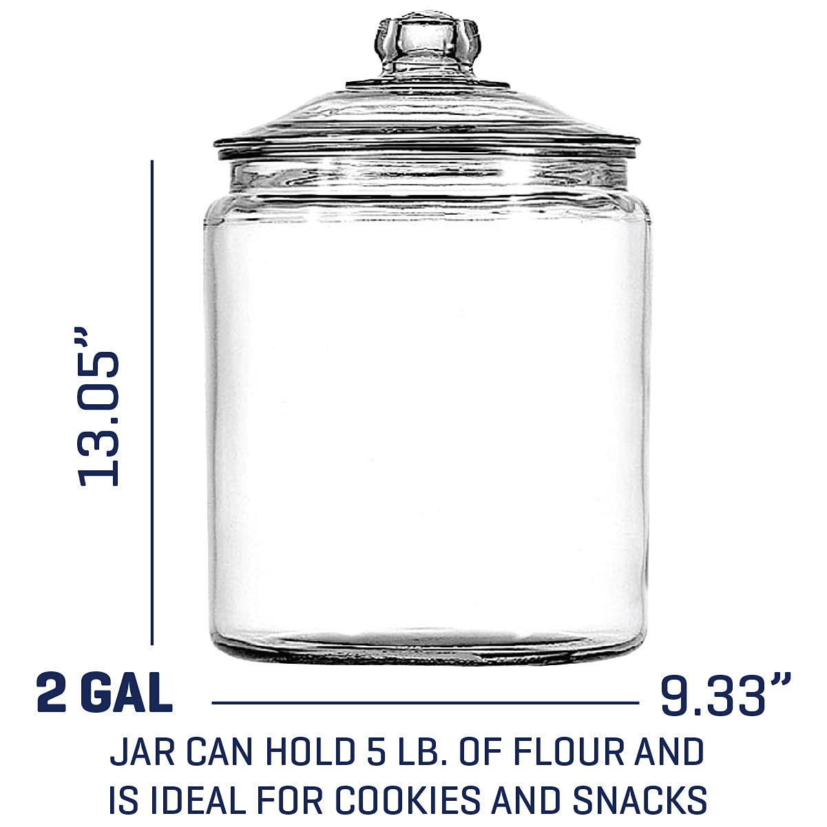 Anchor Hocking 2 Gallon Glass Jar with Lid - Clear, Model 69372MN, Heritage Hill Collection